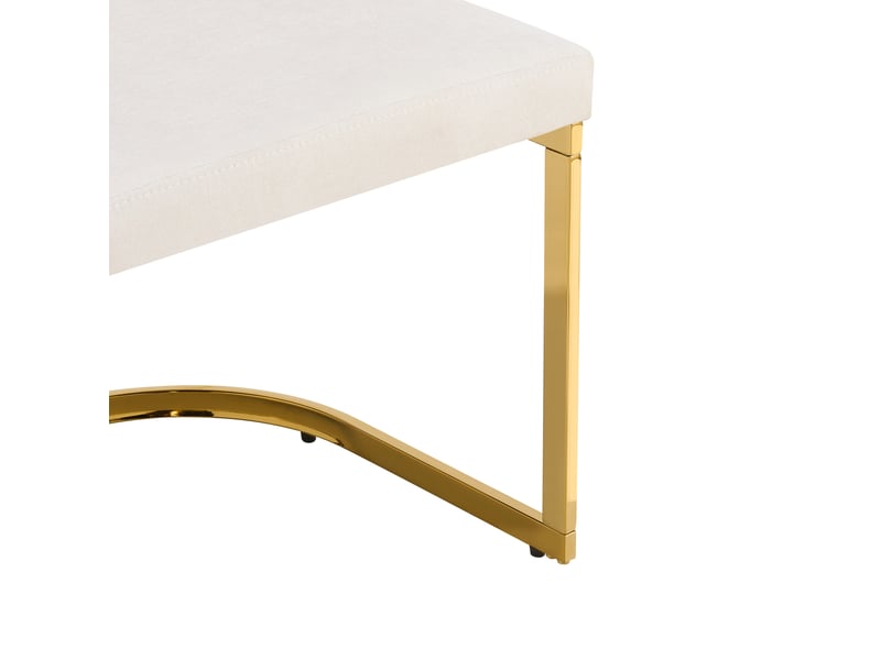  Lot de 2 chaises de salle à manger en tissu beige et doré, pieds métal brillant, style moderne chic élégant  - Conforama D