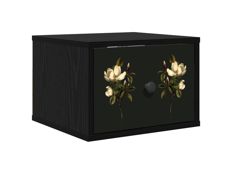  Table de chevet - cabinet de chevet - table de nuit mural bremen chêne noir 36 x 33 x 25 cm  - Conforama A