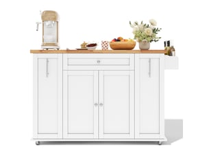 Desserte de cuisine mobile avec plan rabattable, 3 tiroirs, rangements et roulettes verrouillables, 120 × 70 × 87 cm
