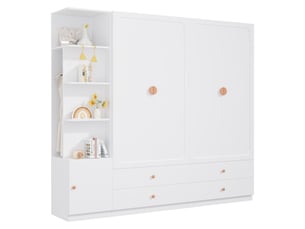 Armoire combinée modenvie avec 3 tringles et 4 tiroirs, 225 x 45 x 200 cm, blanche