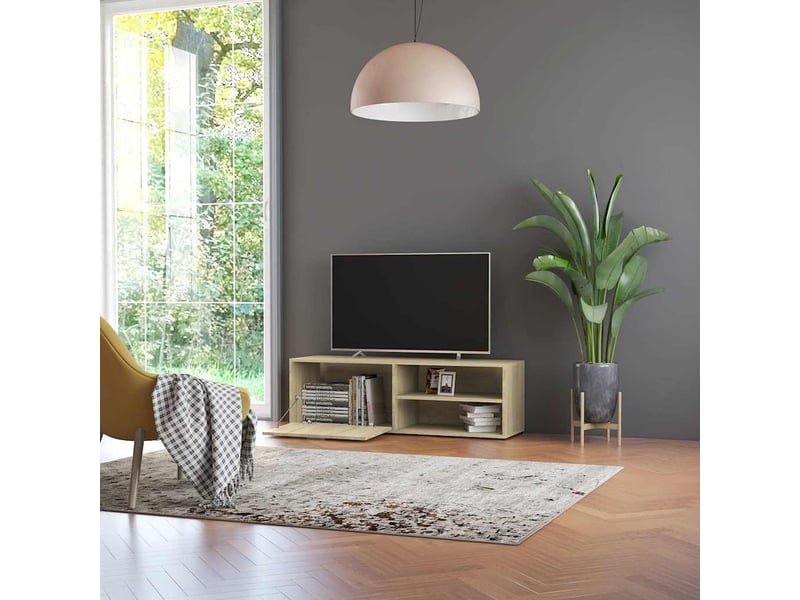  Meuble tv - banc tv - meuble de rangement chêne sonoma 120x34x37 cm bois d’ingénierie  - Conforama E