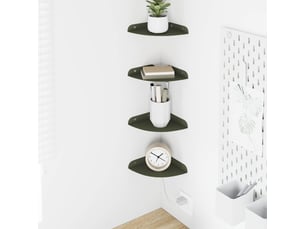 Lot de 4 étagères flottantes d'angle, étagères murales vert olive 15 x 15 x 2 cm cf41679
