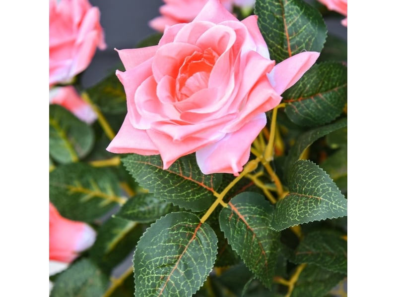  Plante artificielle roses 18x18x90 cm en pot rose  - Conforama D