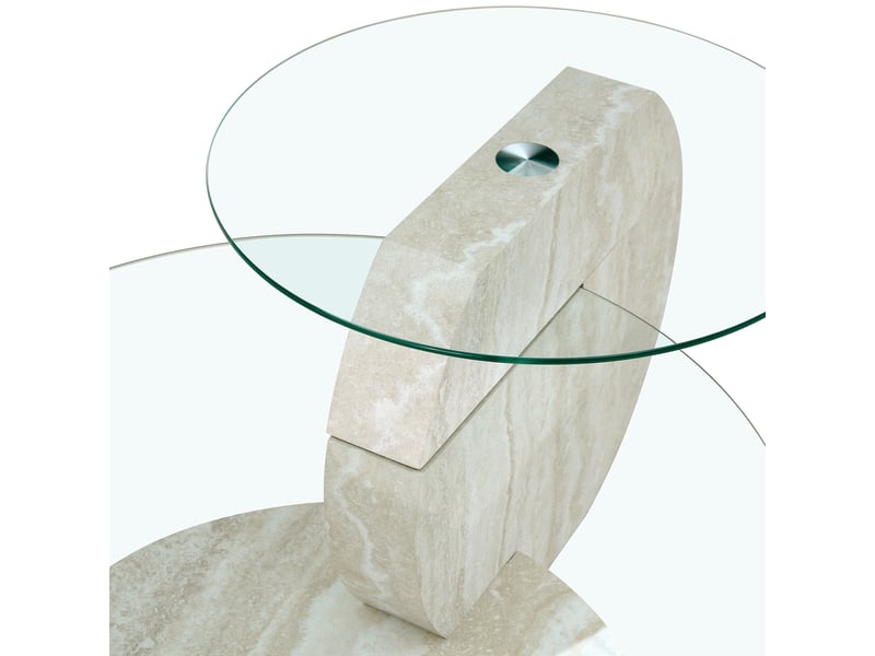  Table basse moderne à 2 niveaux en verre de sécurité et mdf – gris clair – 90 x 70 x 44 cm  - Conforama E