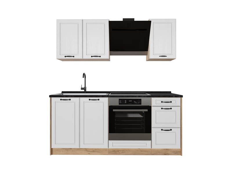 Vicco cuisine, blanc campagnechêne doré, 180cm plan de travail anthracite - Conforama A
