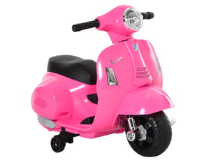 Moto électrique vespa 6v sous licence, 18-36 mois, pharesklaxon, 66,5x38x52 cm, rose.