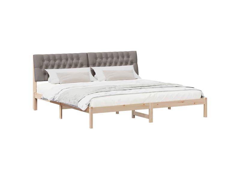 Lit double- lit adulte - cadre de lit avec tête de lit rembourrée marron 200 x 200 cm - Conforama B