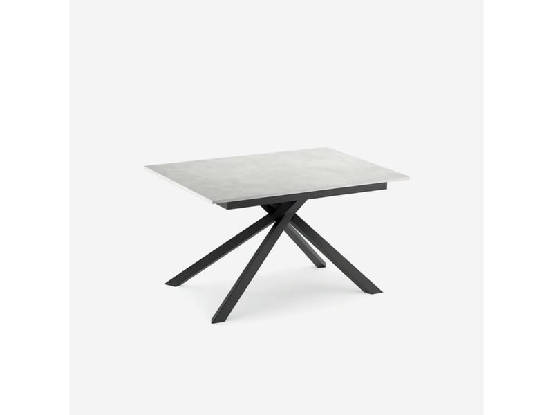 Table extensible en mélaminé avec structure noire 140190x90 pluto - blanc - Conforama C