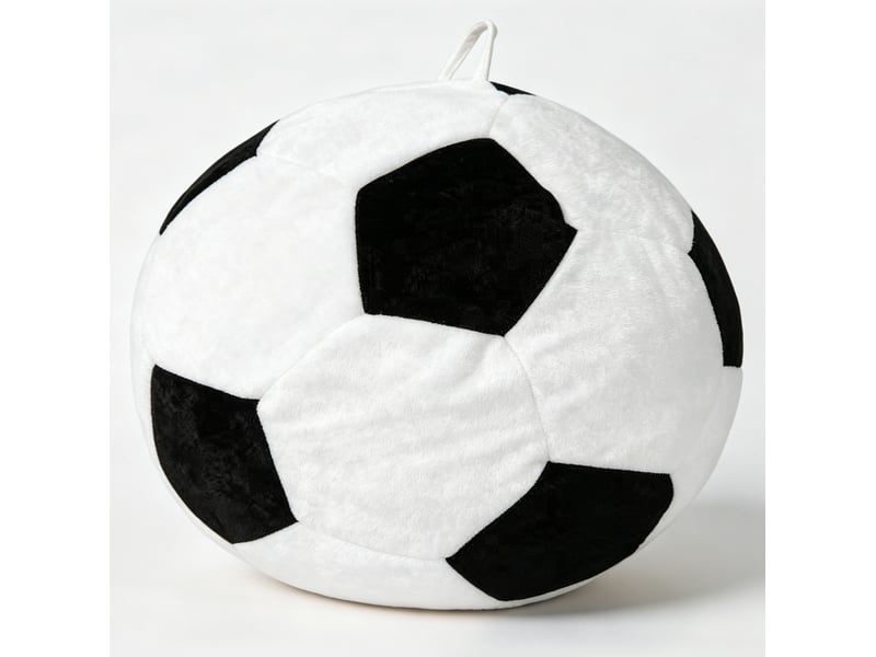  Pouf ballon de football tcqpz 130 x 60 cm en flanelle blanc et noir  - Conforama A