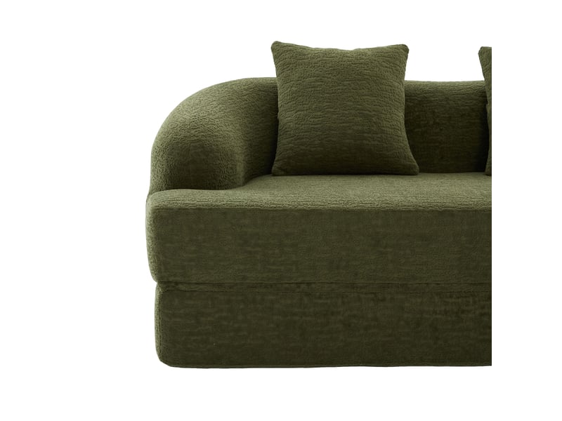  Canapé convertible 2 places chenille vert, canapé lit extensible salon moderne avec coussins confortables  - Conforama E