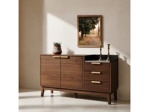 Buffet 1 porte(s) 3 tiroir(s) <strong>MIVRAY </strong> <strong></strong> - 120 cm coloris bois foncé