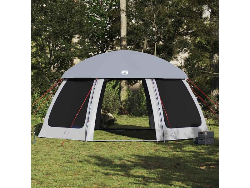  Tente piscine toit amovible parois maille gris 510x510 cm  - Conforama D