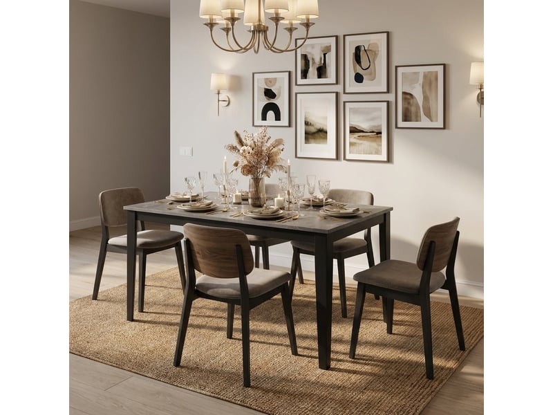  Table extensible en mélaminé avec piètement noir 130290x80 moon - anthracite  - Conforama B