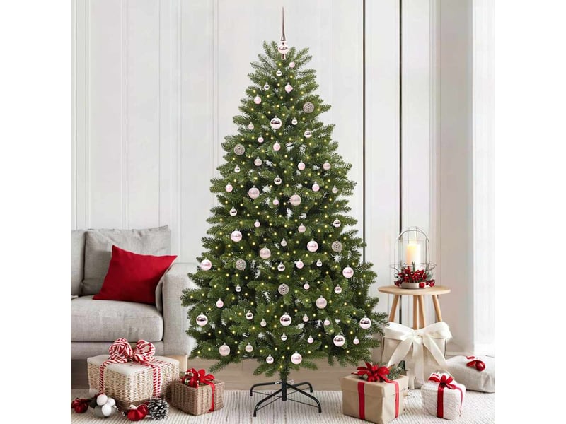 Sapin de noël, arbre de noël artificiel 210 cm 300 led blanc chaud vert shl8478 - Conforama B