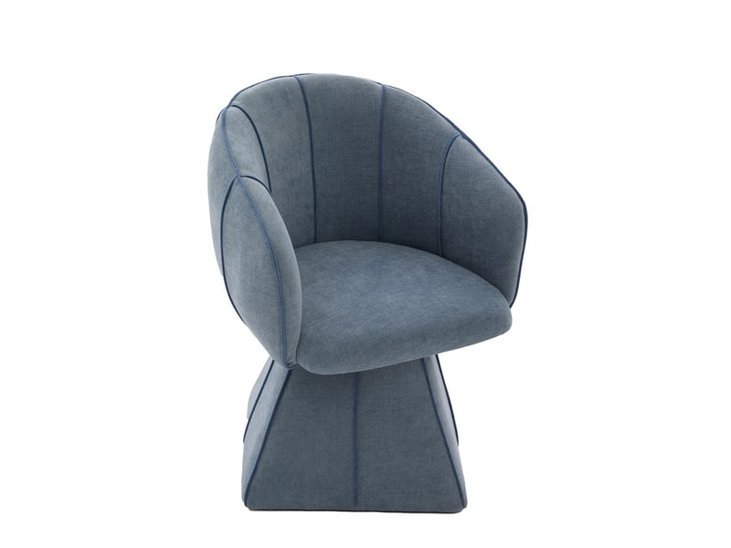  Fauteuil pivotant chenille 56x54x74.5cm - chaise de salon ergonomique pivotante dossier haut moderne adulte ado - bleu  - Conforama A