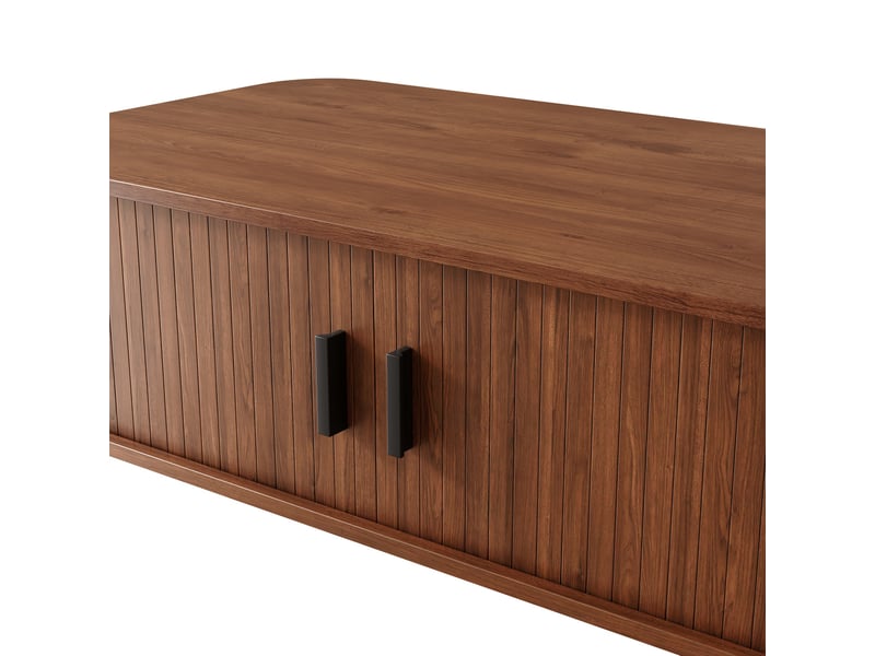  Table basse avec 2 portes coulissantes mdf coloris noyer 100 x 50 x 45 cm N621P496673N - Conforama E