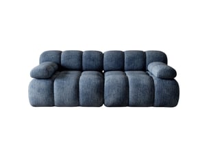 Canapé droit 2 places 200x100x68 cm bleu en chenille, mousse haute élasticité sans montage pour salon
