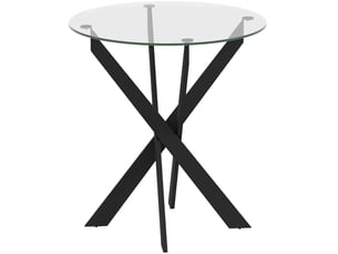 Table à manger ronde 4 personnes ø70 x 75 cm, verre trempé noir et transparent