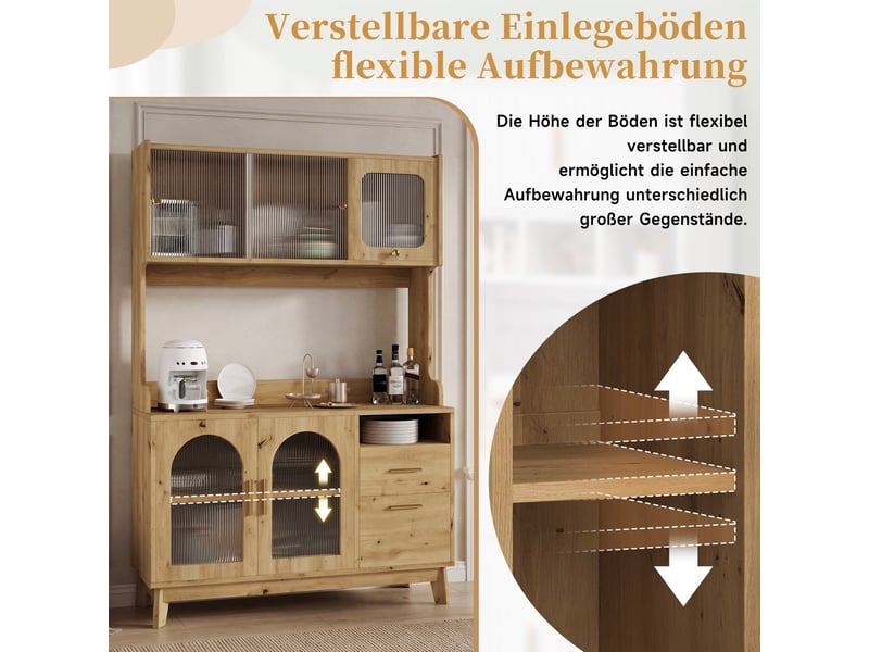  Buffet haut de salle à manger coloris bois avec prises et ports usb 120x40x178 cm N634D0054N - Conforama D