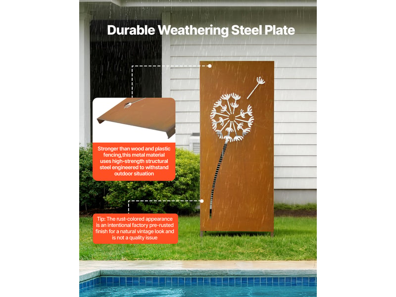  Vevor panneau brise vue exterieur en metal 60x158 cm paravent exterieur decoratif autoportant, separation deespaces pour jardin cour terrasse, ecran deintimite, panneau en acier avec piquets de sol  - Conforama D