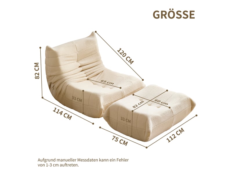  Fauteuil de sol beige en mousse haute densité evryae  - Conforama D