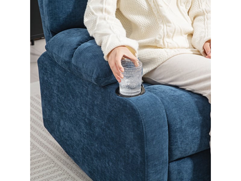 Fauteuil relax tv inclinable,88x96x108 cm,avec repose-pieds,polyester,bleu foncé - Conforama E
