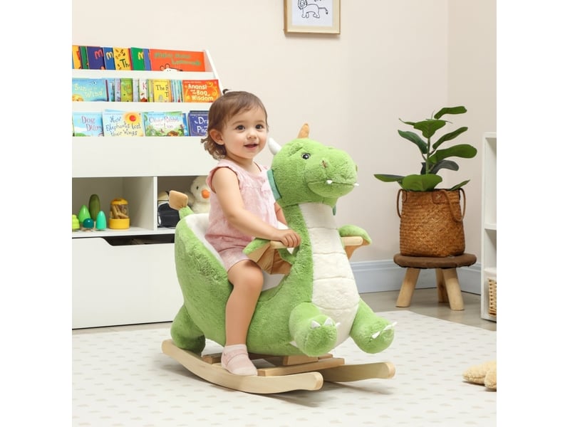  Jouet à bascule dinosaure 65x38x72 cm – vert – sons interactifs, harnais 3 points et assise enveloppante  - Conforama B
