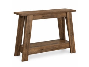 Table console 105 x 30 x 80 cm marron rustique en mdf, 2 niveaux de rangement pour entrée ou salon