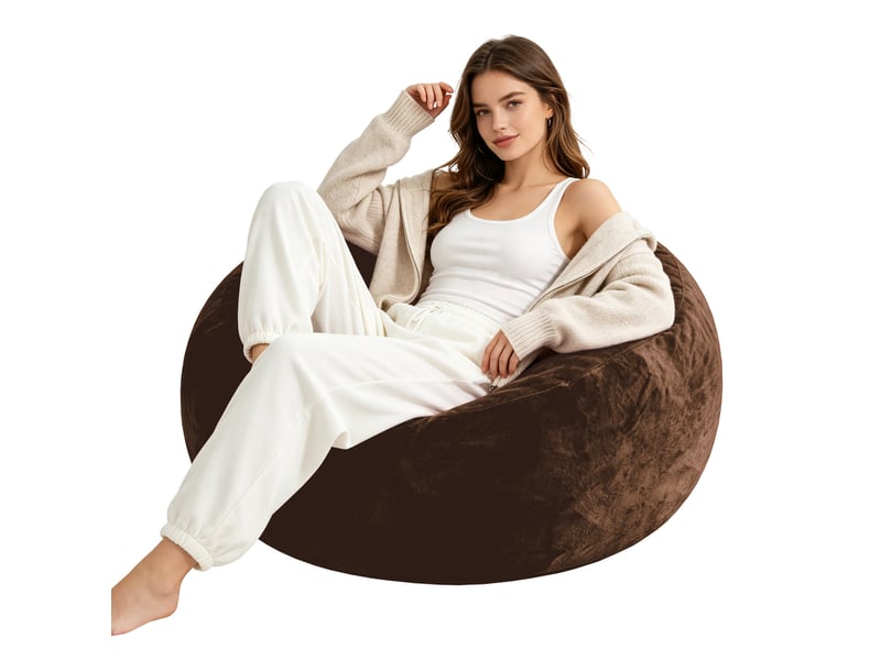  Pouf fauteuil modenvie pliable compact en mousse café 100 x 100 x 50 cm  - Conforama B