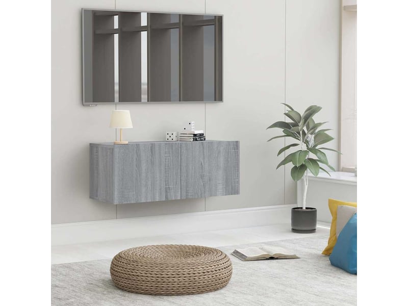  Meuble tv - banc tv - meuble de rangement sonoma gris 80x30x30 cm bois d'ingénierie  - Conforama B