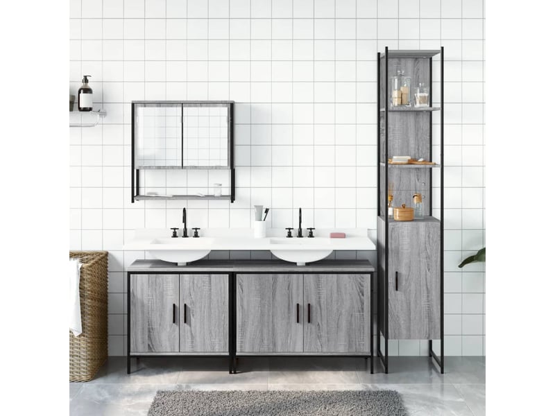  Ensemble de meubles de salle de bain 4 pcs sonoma gris cf63877  - Conforama C
