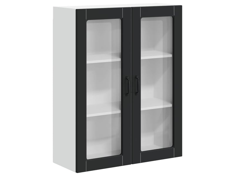 Meuble mural de cuisine, cabinet en verre mural noir 80x31x100cm shl7578 - Conforama A