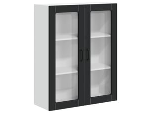 Meuble mural de cuisine, cabinet en verre mural noir 80x31x100cm shl7578