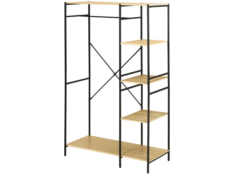  Portant à vêtements avec tringle et 4 étagères en métal et panneaux 100 x 46 x 170,5 cm  - Conforama B