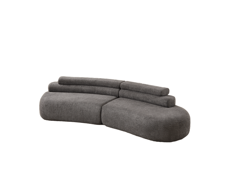  Canapé modulable, canapé de salon, en chenille, gris, forme incurvée, pour salon, mobilier pour espace de vie, chambre  - Conforama B