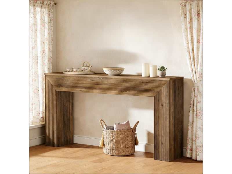  Table console rustique en mdf marron 160x30x85 cm  - Conforama E