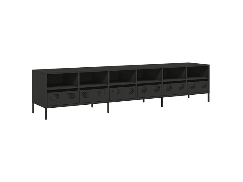  Meuble tv - banc tv - meuble de rangement noir 202x39x43,5 cm acier laminé à froid  - Conforama A