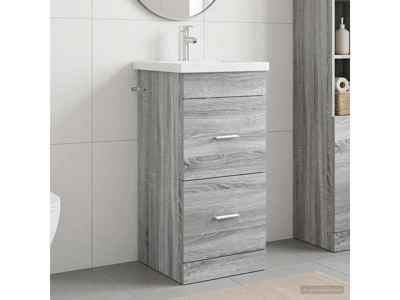  Meuble salle de bain avec évier, meuble de rangement sonoma gris shl8125  - Conforama B