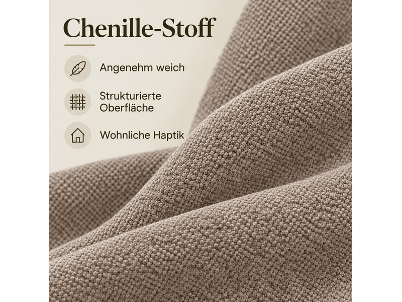 Chaise de salle à manger lot de 2 avec dossier incurvé et assise rembourrée, pieds en métal noir, tissu chenille taupe - Conforama D