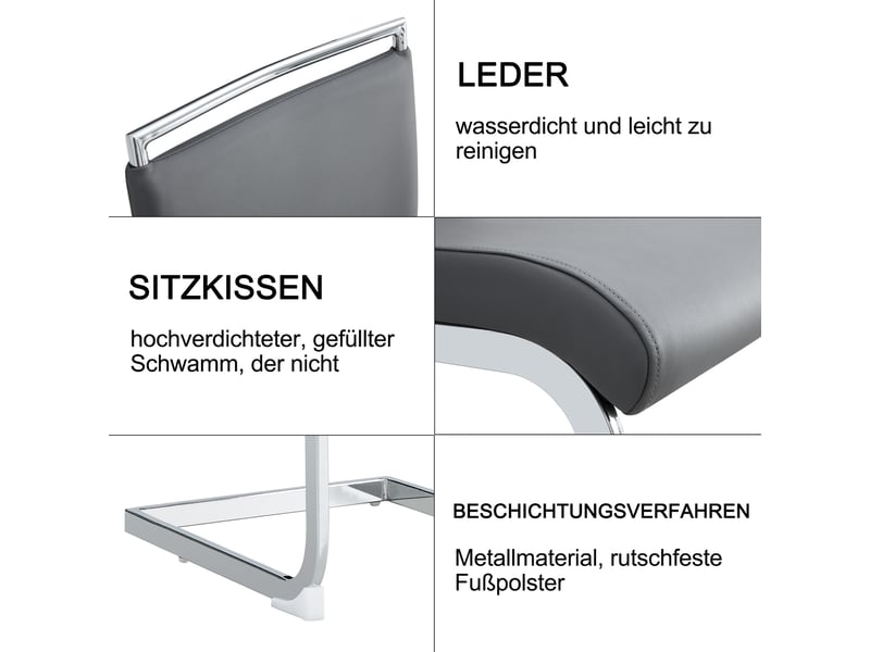  Lot de 6 chaises design dossier haut en simili cuir et lin – salle à manger et bureau  - Conforama D