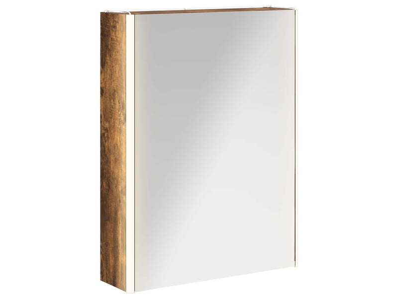  Armoire miroir salle de bain, meuble de rangement chêne fumé 53.5x15.5x70 cm  - Conforama A