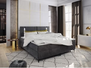 Lit avec rangement 160x200 cm <strong>MASSENO</strong> <strong></strong> coloris gris