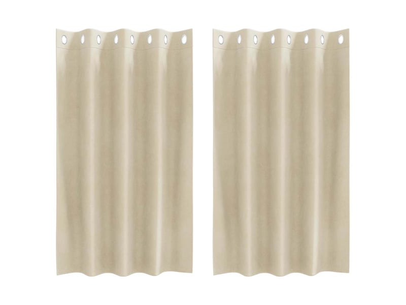 Lot de 2 rideaux, rideaux de fenêtre crème 140 x 140 cm velours cf44015 - Conforama A