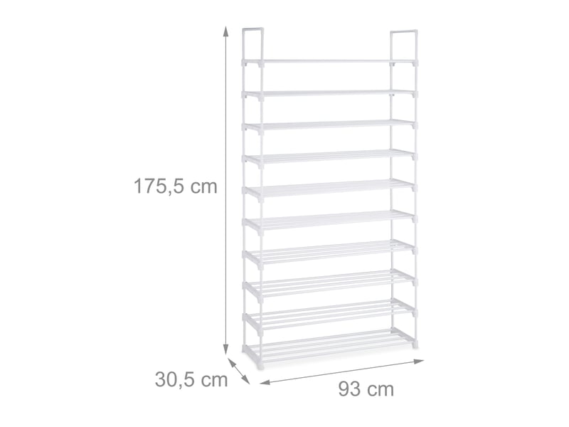  Étagère à chaussures modulable pour dressing 175,5 x 93 x 30,5 cm rangement flexible 10 niveaux en acier blanc 13_0011371  - Conforama B