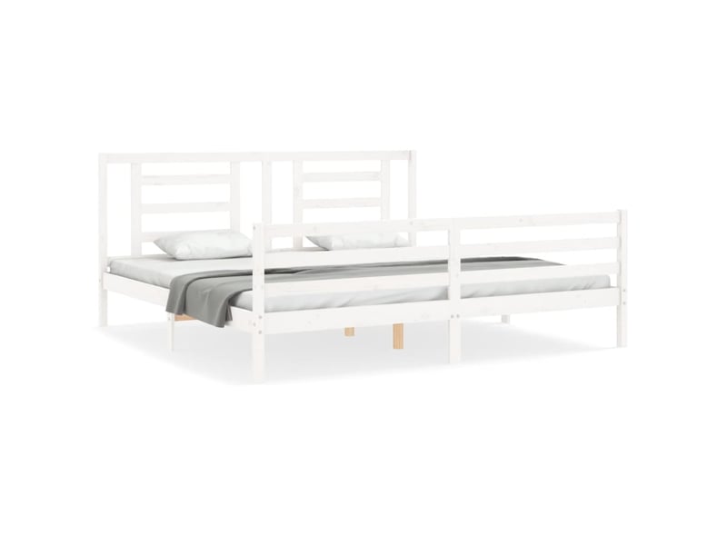  Lit double- lit adulte -  cadre de lit sans matelas blanc 200x200 cm bois massif  - Conforama A