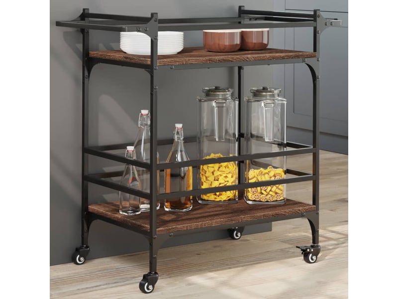  Desserte de cuisine, chariot de rangement chêne marron 82x40x78,5 cm bois d'ingénierie  - Conforama B