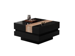 Table basse carré(e) coloris noir LPOSPI - 70 cmx70 cm