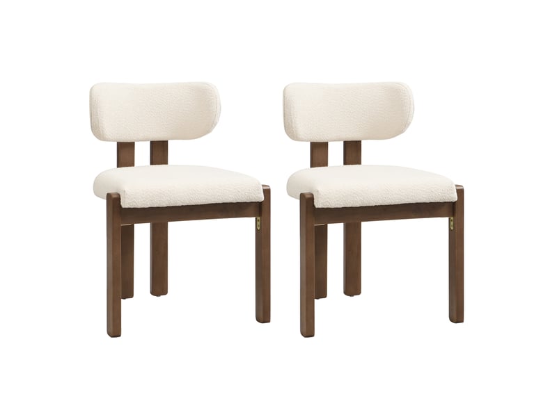  Lot de 6 chaises de salle à manger 54x54x79 cm noyer, tissu bouclé, assise et dossier rembourrés  - Conforama D