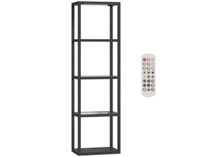 Lampadaire led rgb noir avec 3 étagères en verre trempé, télécommande et synchronisation musicale pour salon et chambre