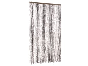Rideau anti-mouches, moustiquaire taupe et blanc 118x220 cm chenille cf43581